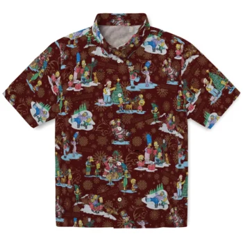 texas state bobcats simpsons christmas maroon hawaiian shirts best selling