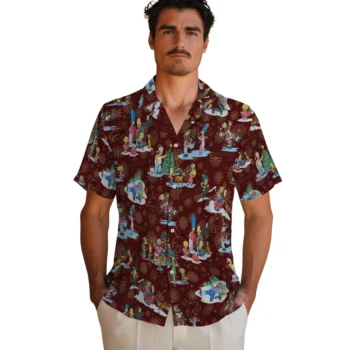 texas state bobcats simpsons christmas maroon hawaiian shirts fashion forward