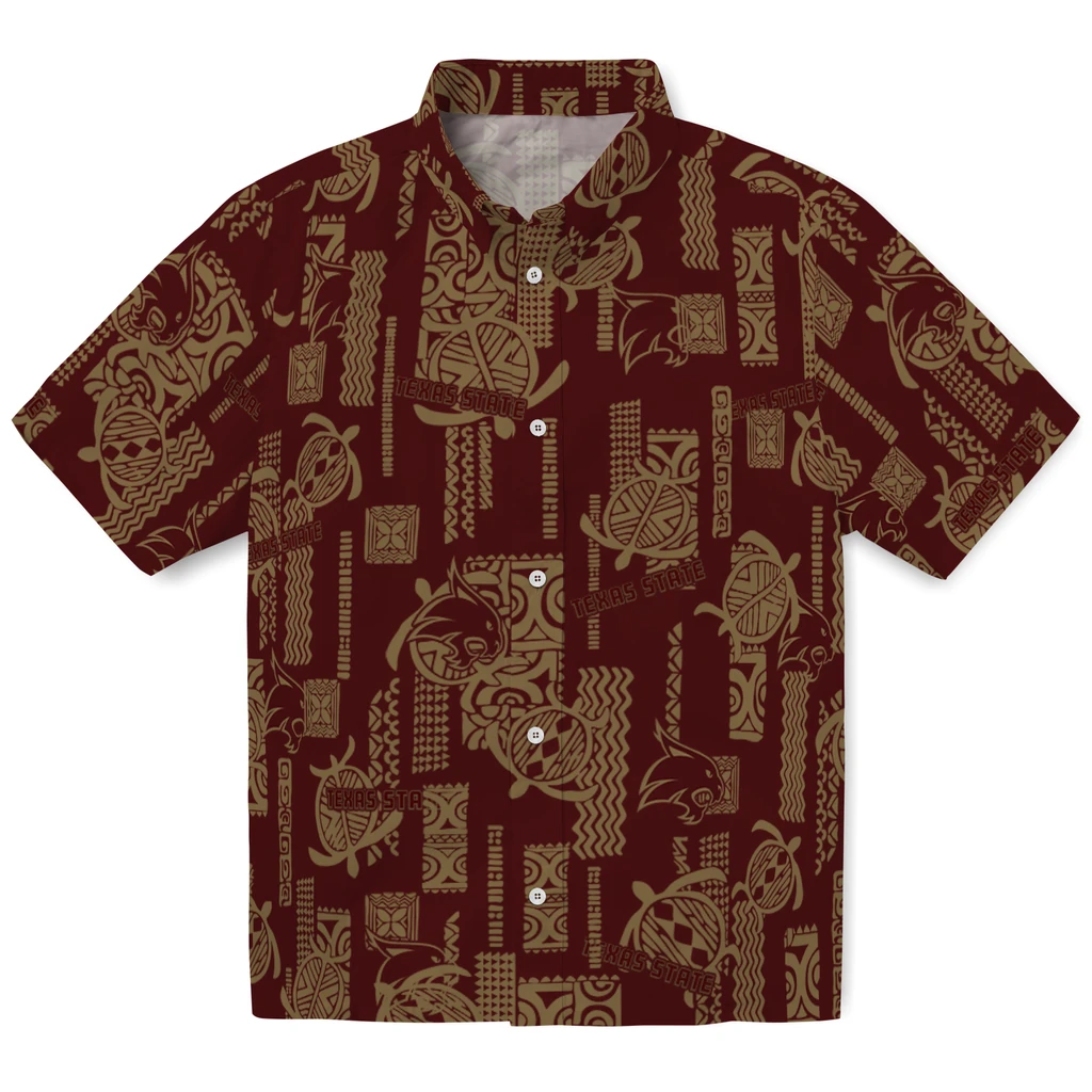 Texas State Bobcats Hawaiian Shirt - Turtle Lines texas state bobcats turtle lines maroon hawaiian shirts best selling