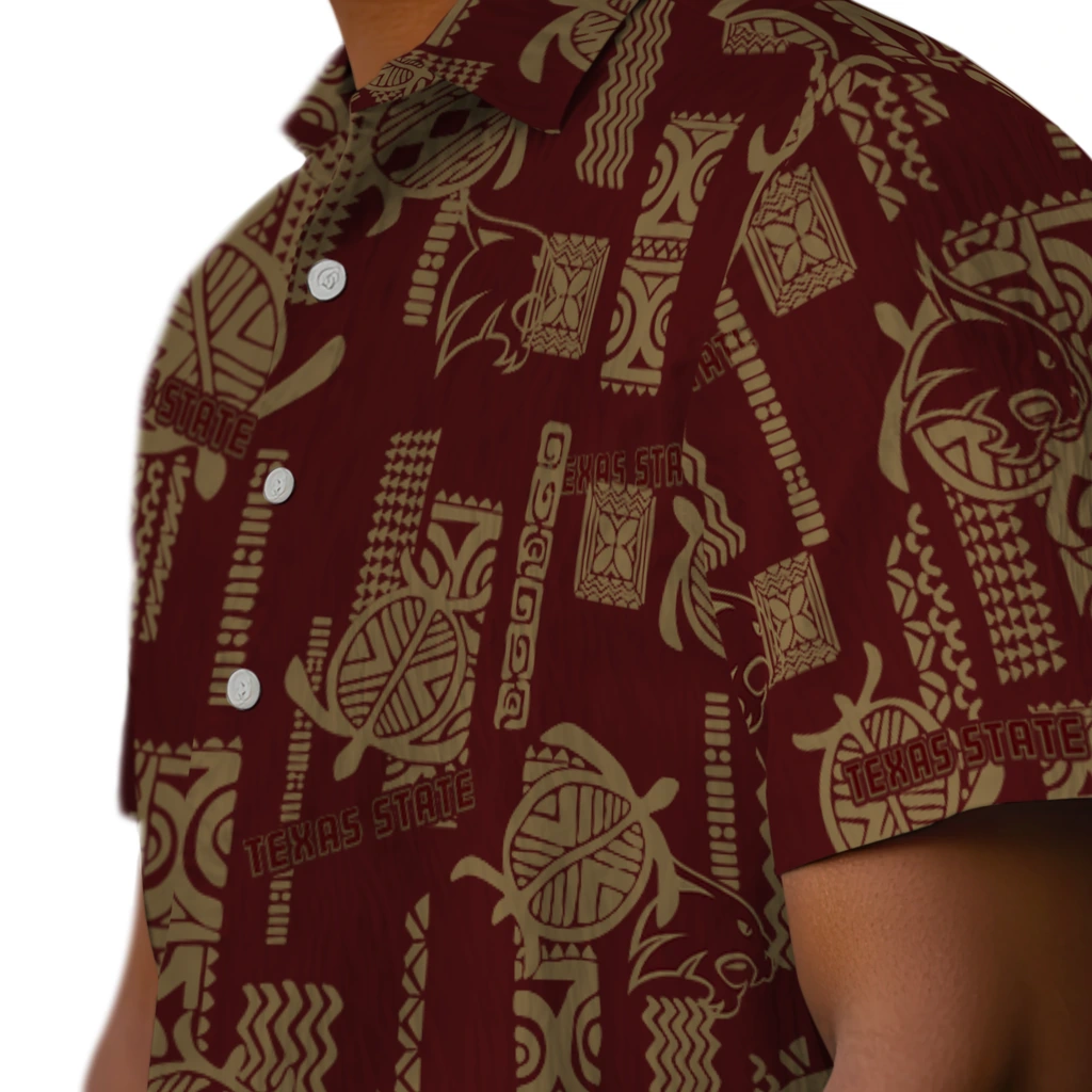 Texas State Bobcats Hawaiian Shirt - Turtle Lines texas state bobcats turtle lines maroon hawaiian shirts trendy
