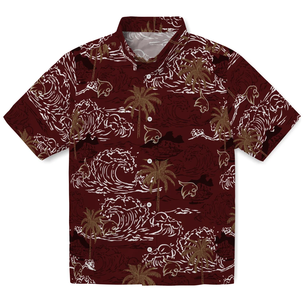 Texas State Bobcats Hawaiian Shirt - Wave Palm texas state bobcats wave palm maroon hawaiian shirts best selling
