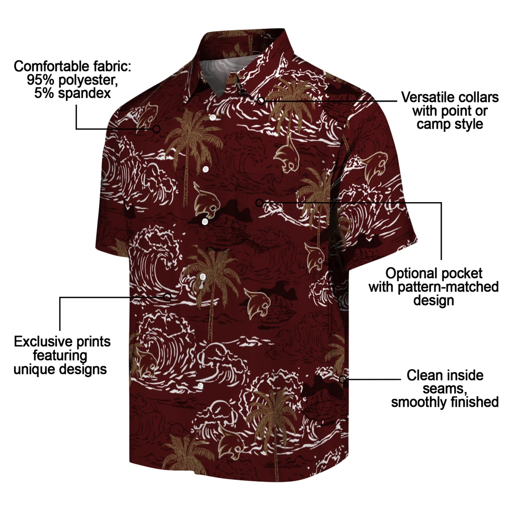 Texas State Bobcats Hawaiian Shirt - Wave Palm texas state bobcats wave palm maroon hawaiian shirts new arrival