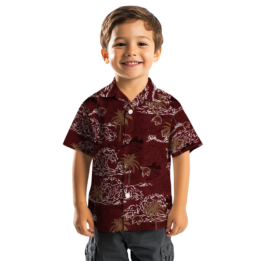 Texas State Bobcats Hawaiian Shirt - Wave Palm texas state bobcats wave palm maroon hawaiian shirts top rated