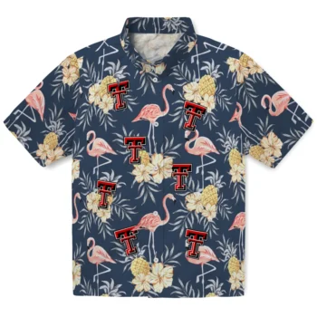 texas tech red raiders flamingo hibiscus navy hawaiian shirts best selling