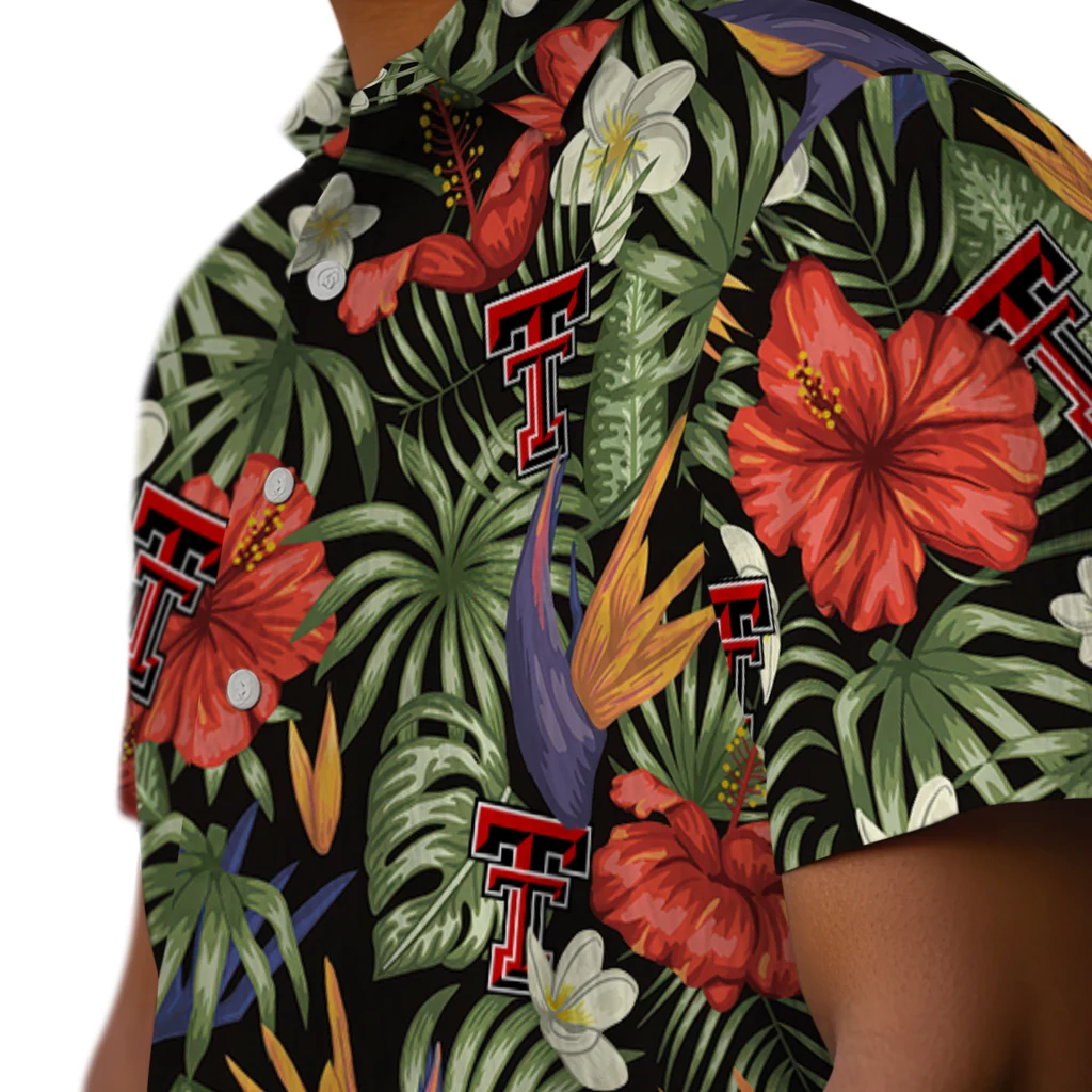 Texas Tech Red Raiders Hawaiian Shirt - Hawaii Floral Hibiscus texas tech red raiders hibiscus bird hawaiian shirts trendy