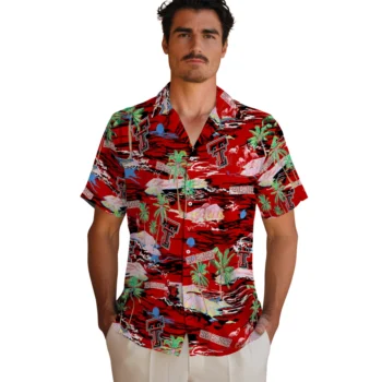 texas tech red raiders flamingo retreat red hawaiian shirts fashion forward