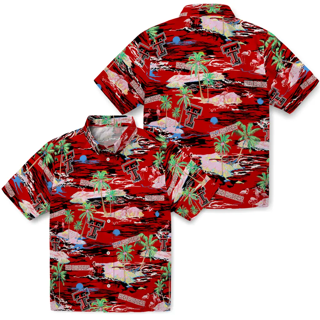 Texas Tech Red Raiders Hawaiian Shirt - Hawaii Island texas tech red raiders flamingo retreat red hawaiian shirts high quality
