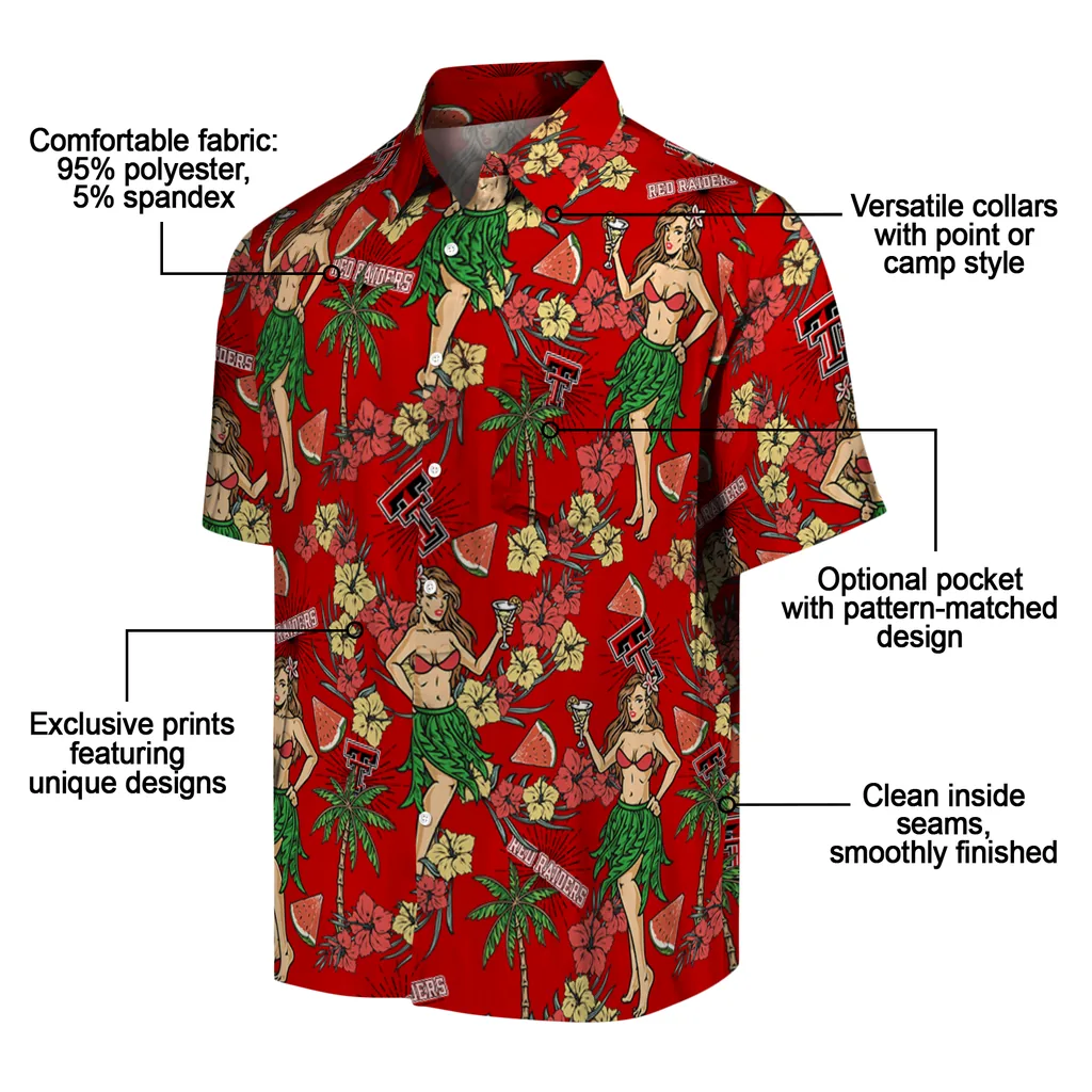 Texas Tech Red Raiders Hawaiian Shirt - Hawaiian Girls Design texas tech red raiders hawaiian girls design red hawaiian shirts new arrival