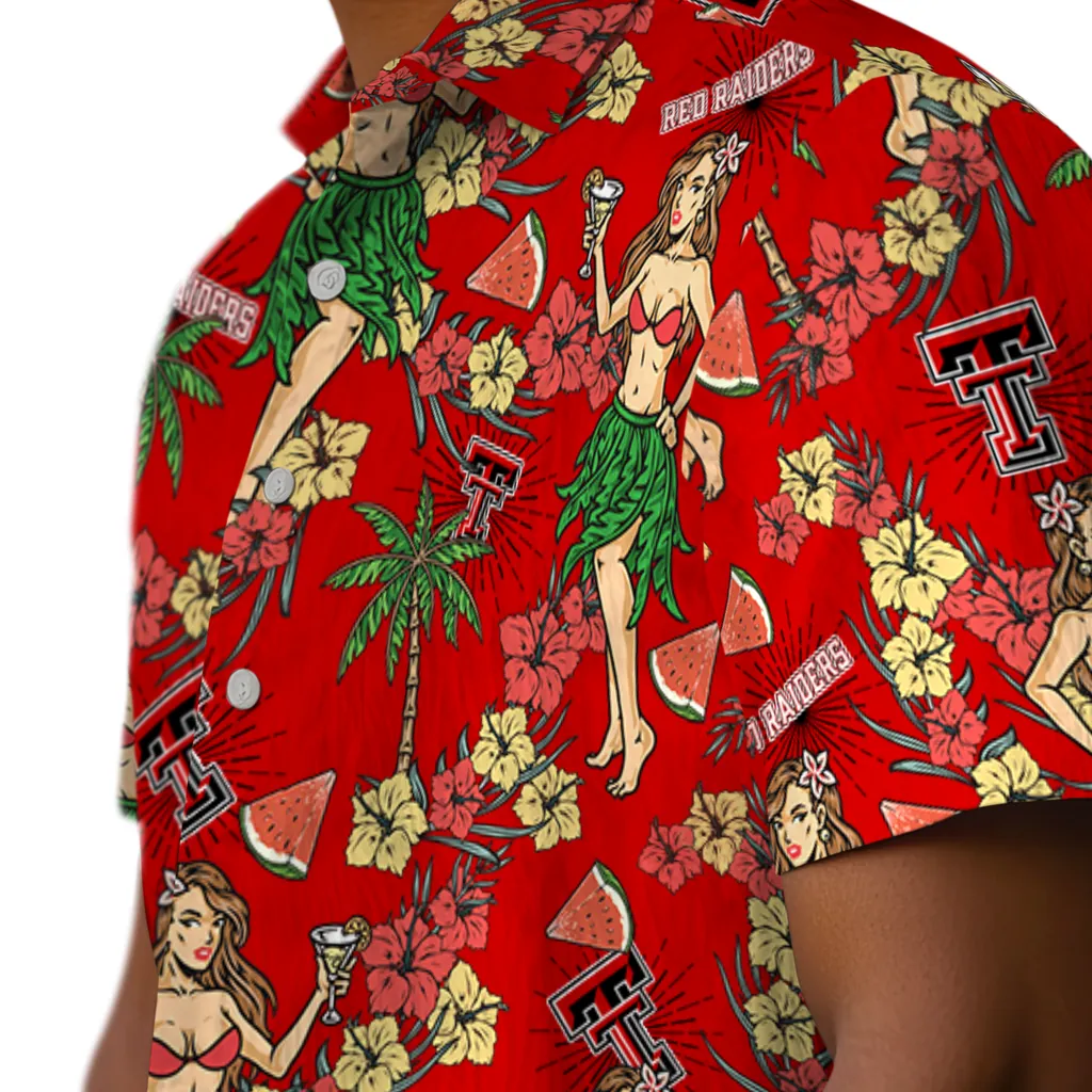 Texas Tech Red Raiders Hawaiian Shirt - Hawaiian Girls Design texas tech red raiders hawaiian girls design red hawaiian shirts trendy