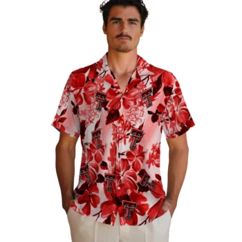 texas tech red raiders hibiscus arrangement red hawaiian shirts fashion forward