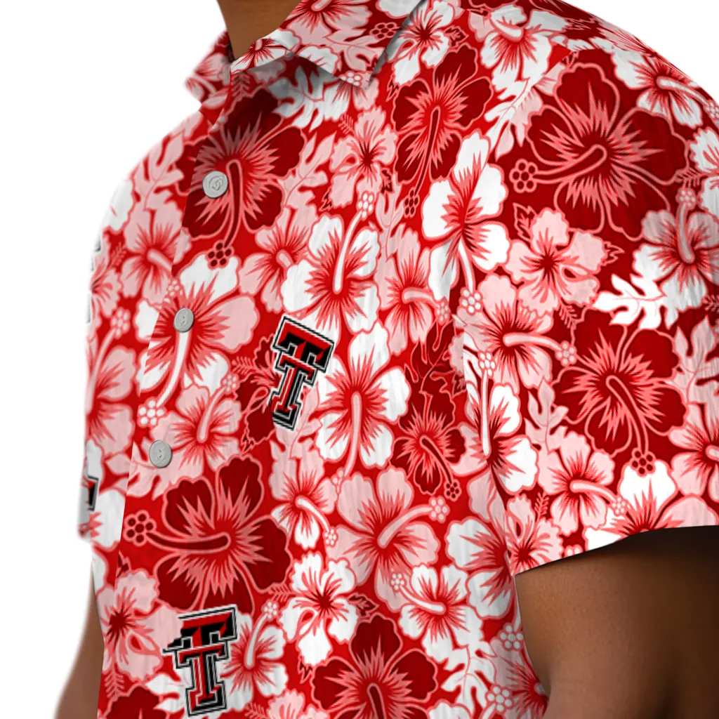 Texas Tech Red Raiders Hawaiian Shirt - Hibiscus Blooms texas tech red raiders hibiscus blooms red hawaiian shirts trendy