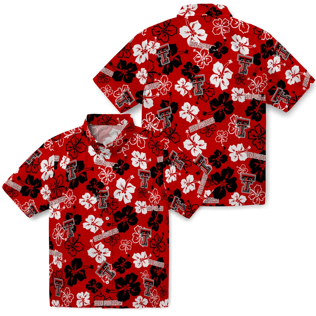 Texas Tech Red Raiders Hawaiian Shirt - Hibiscus Flower Design texas tech red raiders hibiscus bloom red hawaiian shirts high quality