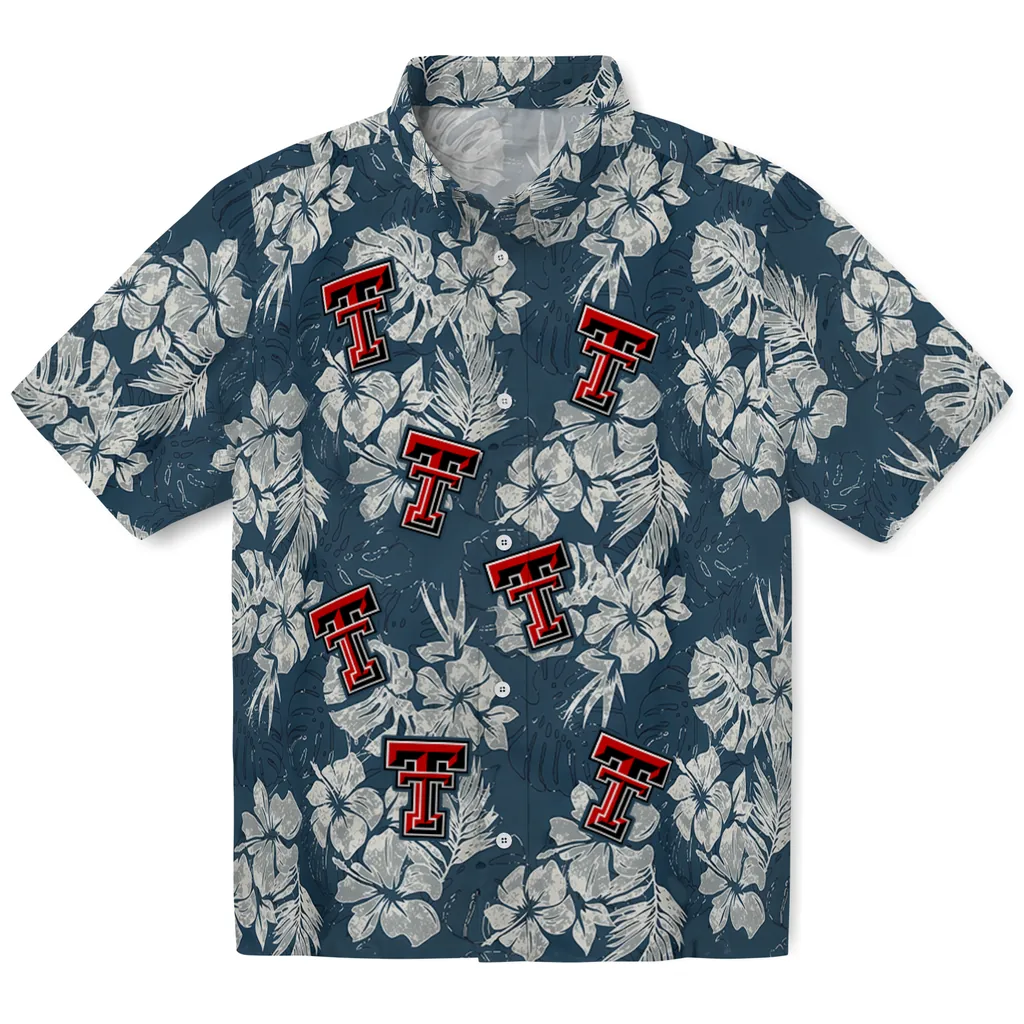 Texas Tech Red Raiders Hawaiian Shirt - Hibiscus Flowers texas tech red raiders hibiscus flowers navy blue hawaiian shirts best selling