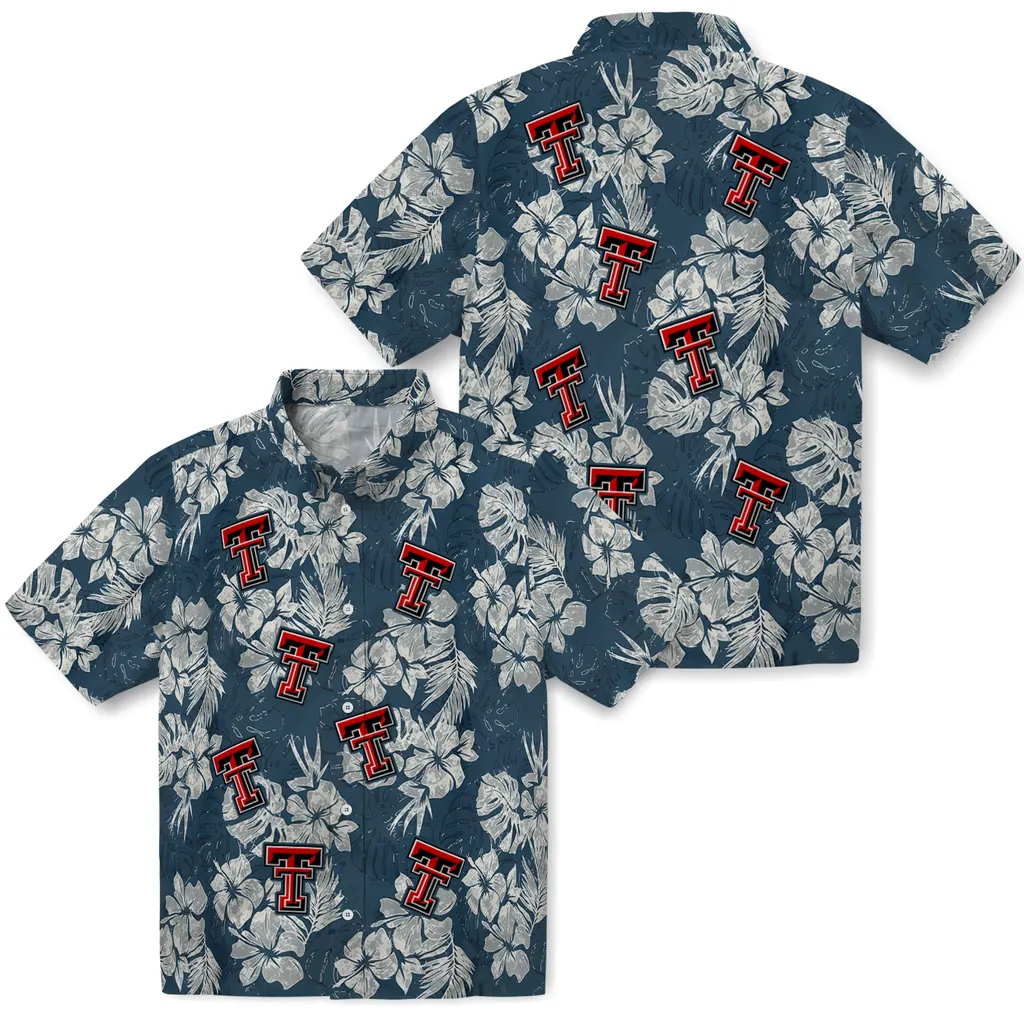 Texas Tech Red Raiders Hawaiian Shirt - Hibiscus Flowers texas tech red raiders hibiscus flowers navy blue hawaiian shirts high quality