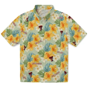 texas tech red raiders hibiscus mood pale lime yellow hawaiian shirts best selling