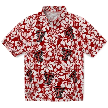 texas tech red raiders hibiscus motif red white hawaiian shirts best selling