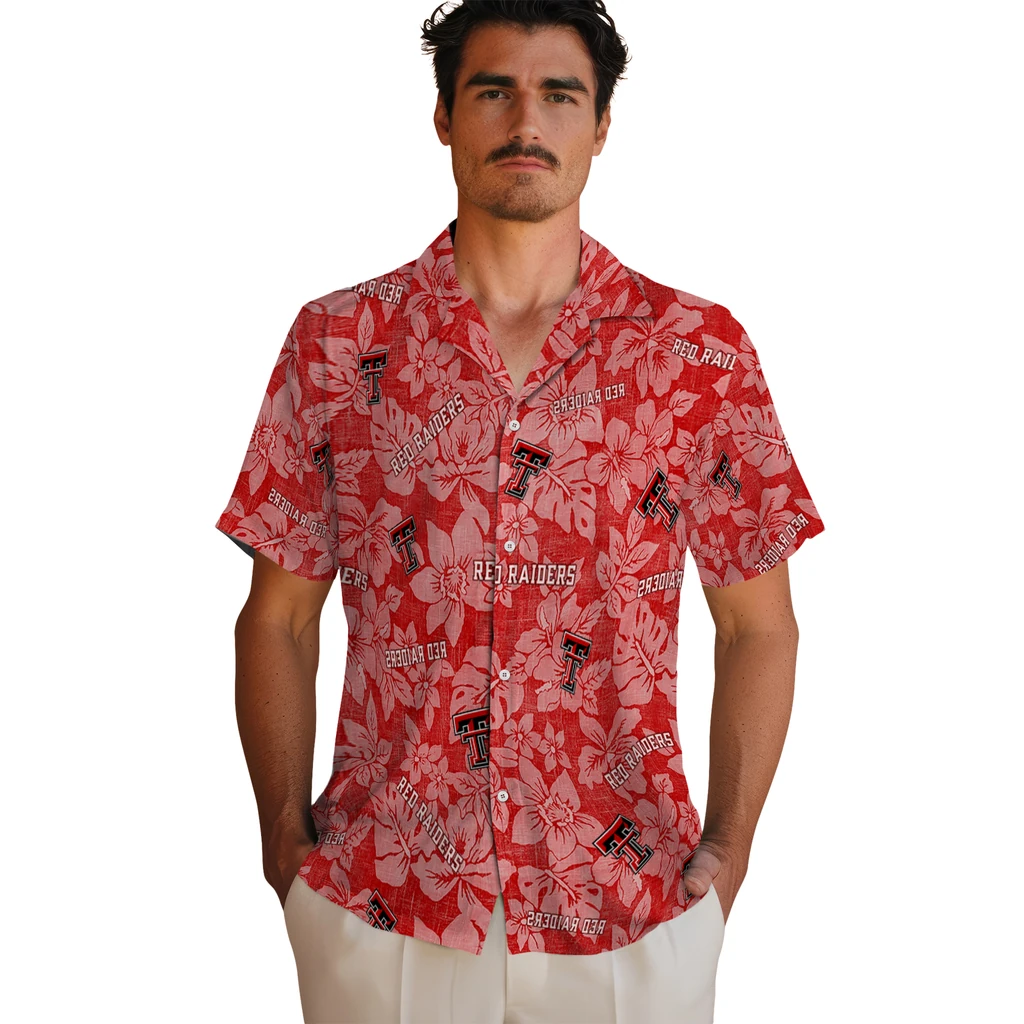 Texas Tech Red Raiders Hawaiian Shirt - Hibiscus Oasis texas tech red raiders hibiscus oasis red hawaiian shirts fashion forward