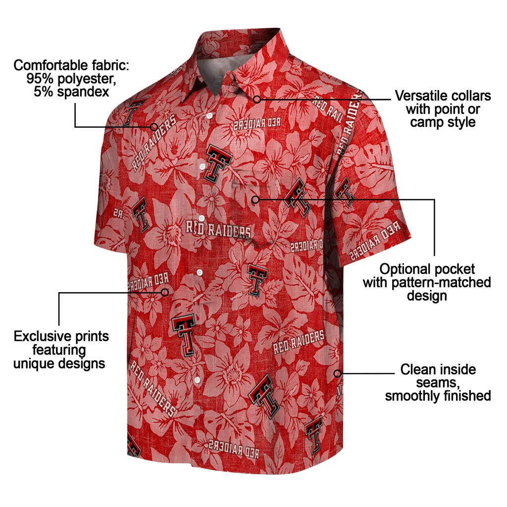 Texas Tech Red Raiders Hawaiian Shirt - Hibiscus Oasis texas tech red raiders hibiscus oasis red hawaiian shirts new arrival