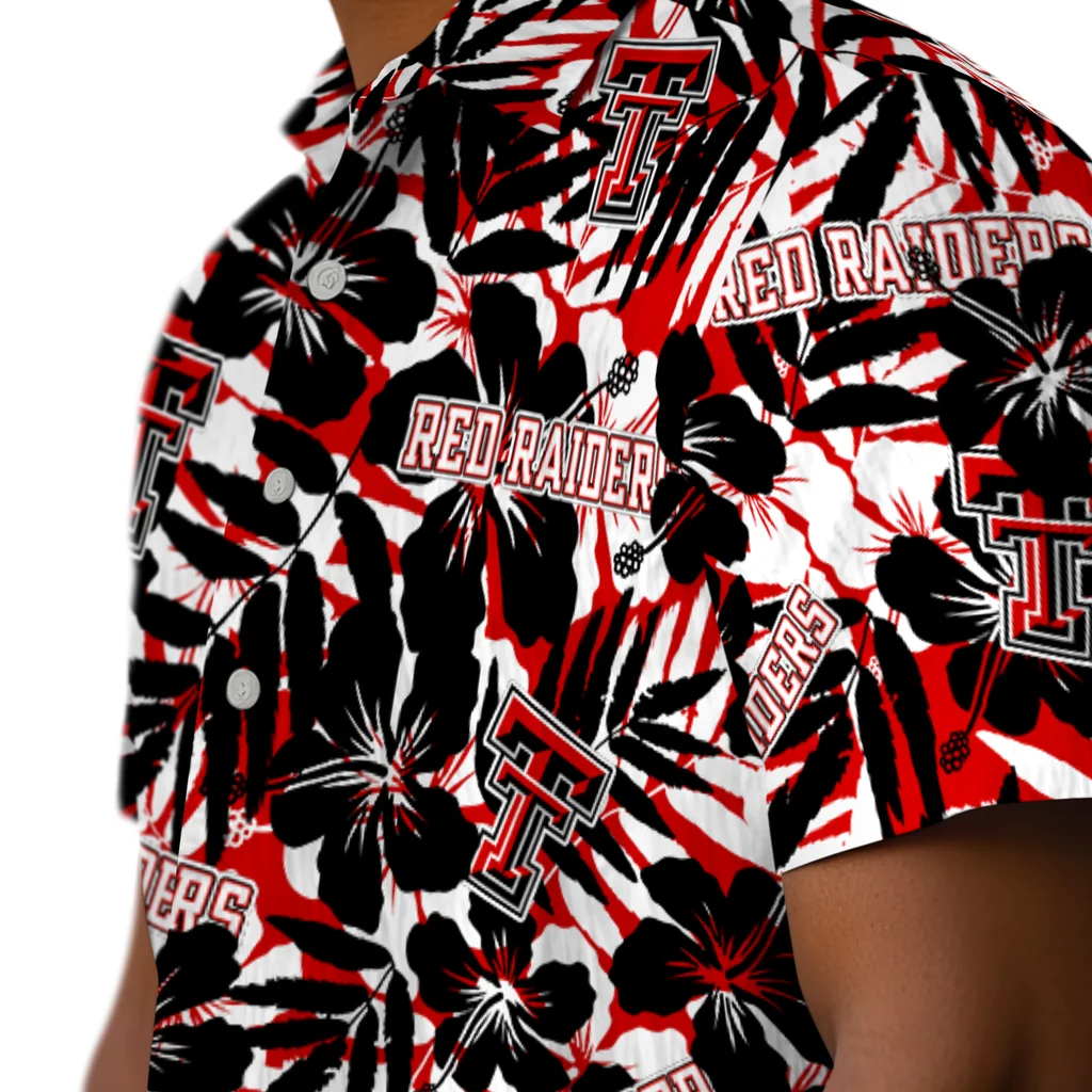 Texas Tech Red Raiders Hawaiian Shirt - Hibiscus Overlay texas tech red raiders hibiscus overlay hawaiian shirts trendy