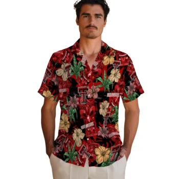 texas tech red raiders tiki jungle red hawaiian shirts fashion forward