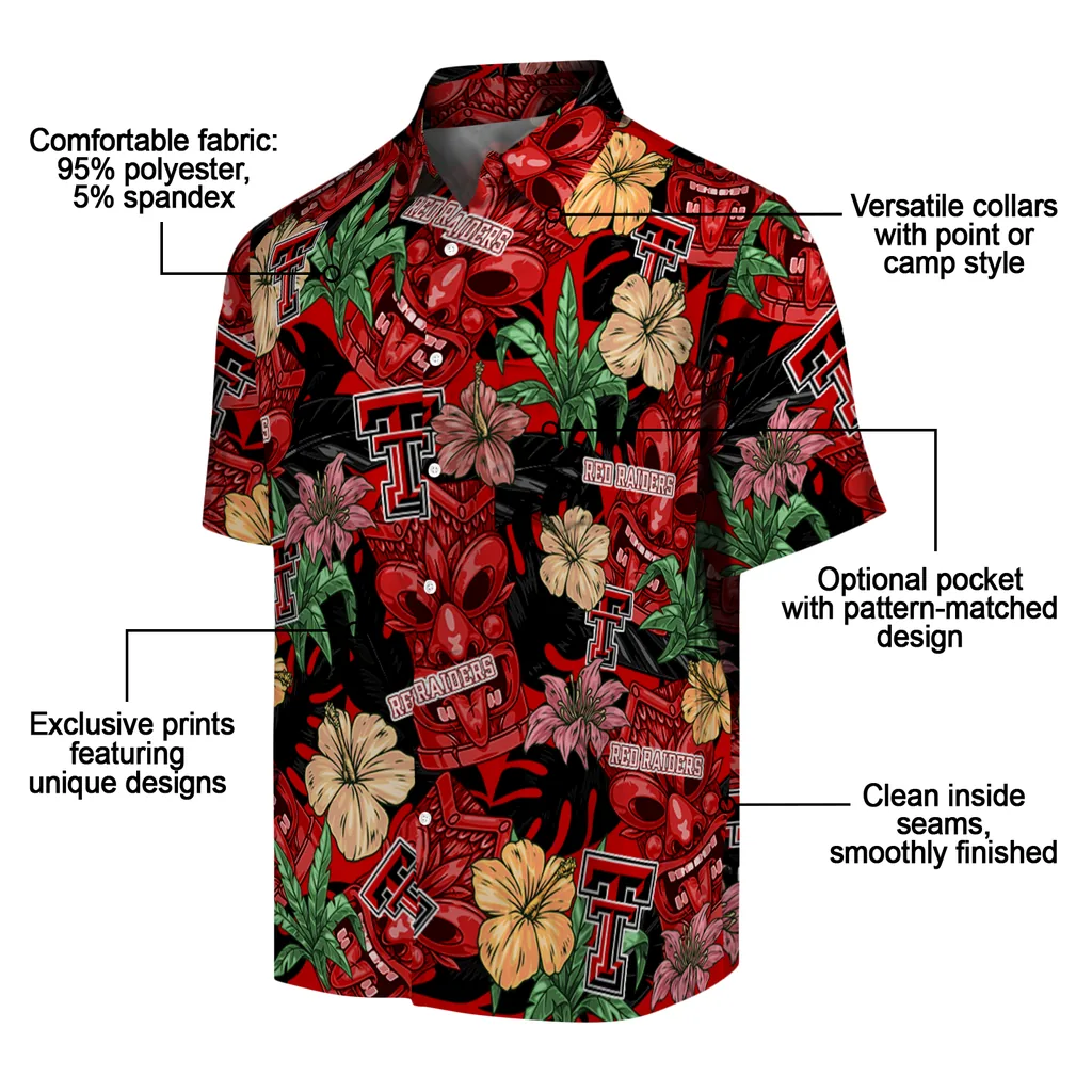 Texas Tech Red Raiders Hawaiian Shirt - Hibiscus Tiki Jungle texas tech red raiders tiki jungle red hawaiian shirts new arrival