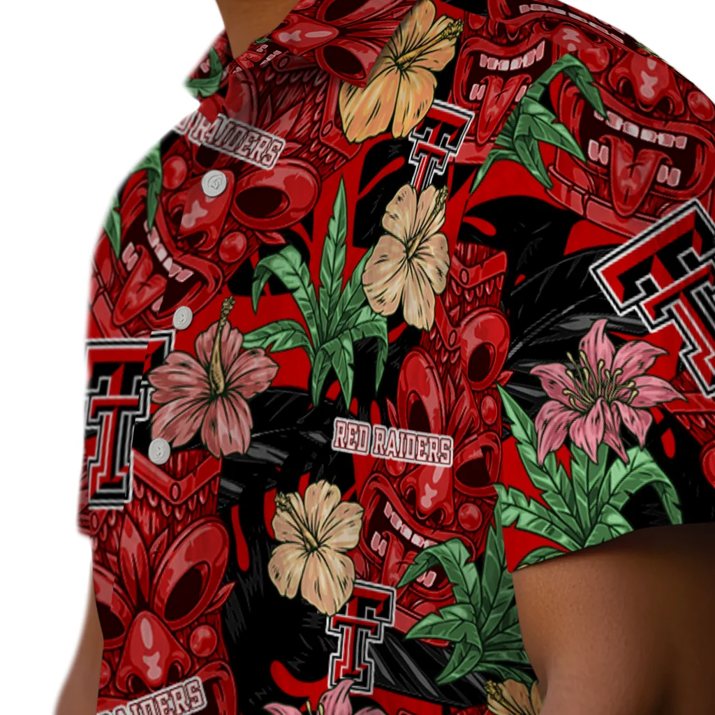 Texas Tech Red Raiders Hawaiian Shirt - Hibiscus Tiki Jungle texas tech red raiders tiki jungle red hawaiian shirts trendy