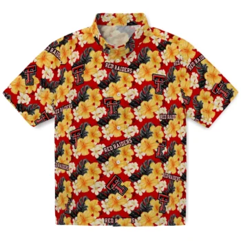 texas tech red raiders hibiscus tropics red yellow hawaiian shirts best selling