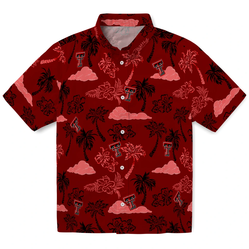 Texas Tech Red Raiders Hawaiian Shirt - Palm And Clouds texas tech red raiders palm and clouds red hawaiian shirts best selling