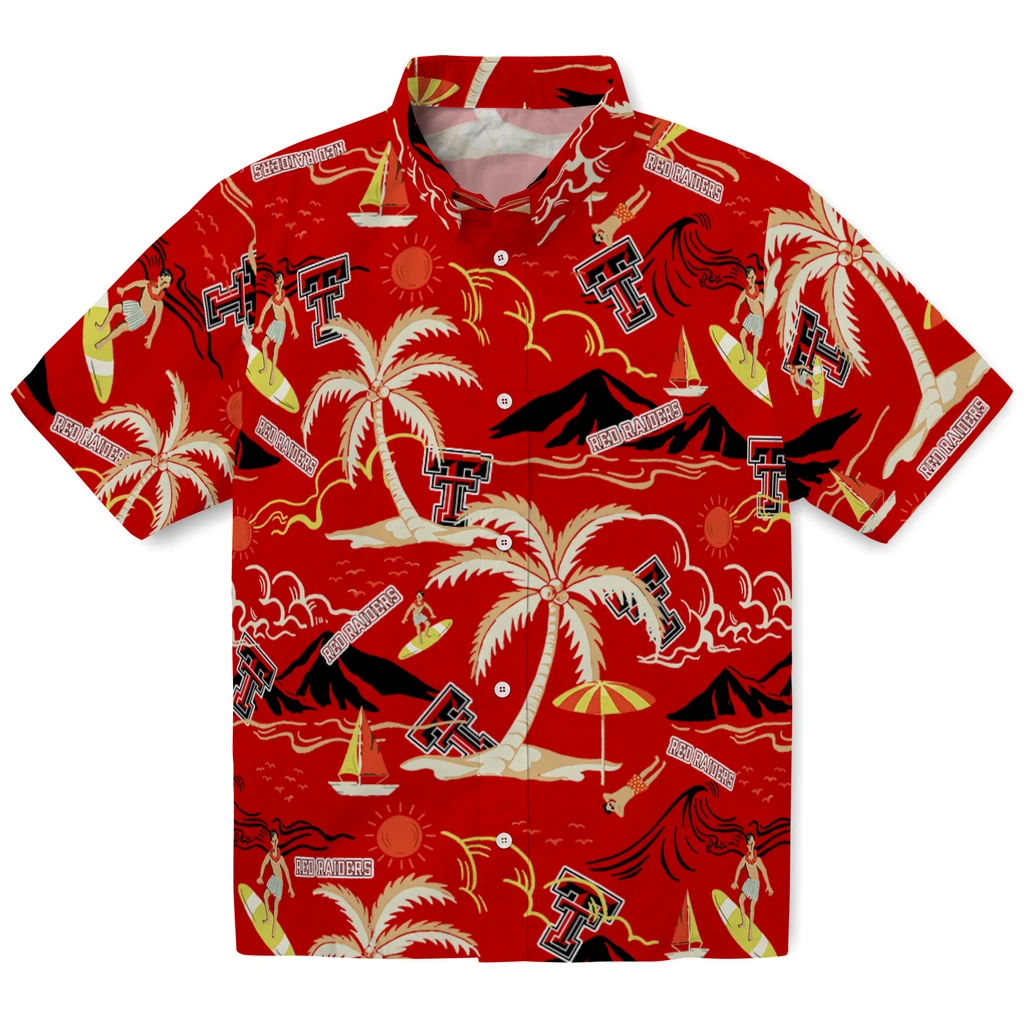 Texas Tech Red Raiders Hawaiian Shirt - Palm Tree Island texas tech red raiders palm tree island red hawaiian shirts best selling