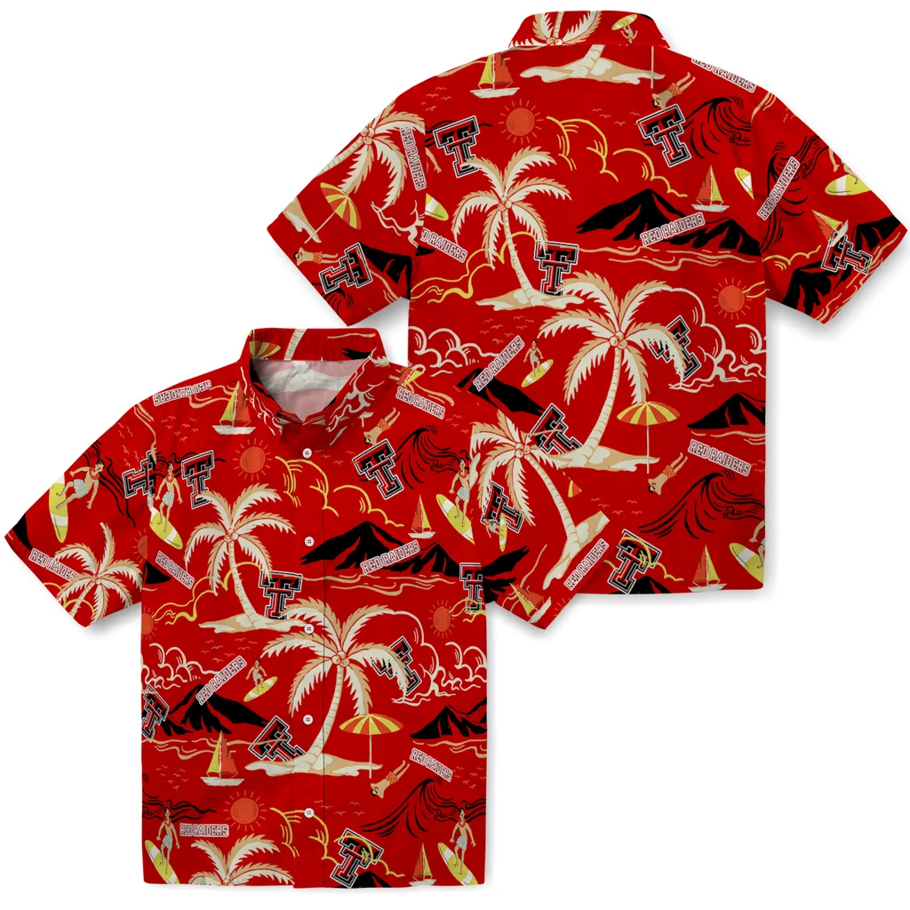 Texas Tech Red Raiders Hawaiian Shirt - Palm Tree Island texas tech red raiders palm tree island red hawaiian shirts high quality