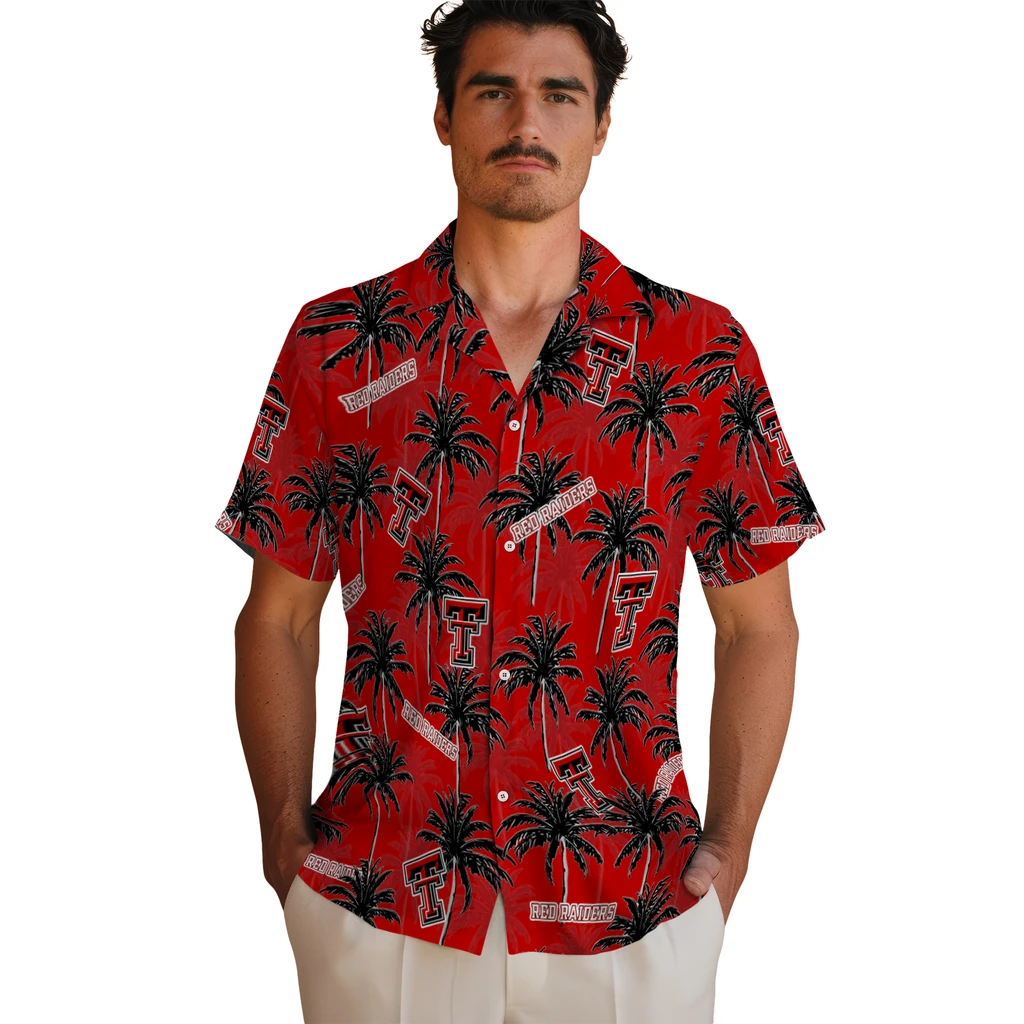 Texas Tech Red Raiders Hawaiian Shirt - Palm Tree Motif texas tech red raiders palm grove red hawaiian shirts fashion forward