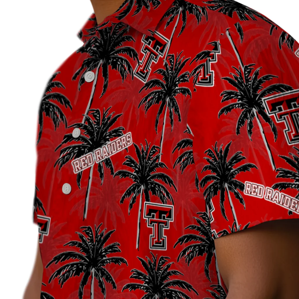 Texas Tech Red Raiders Hawaiian Shirt - Palm Tree Motif texas tech red raiders palm grove red hawaiian shirts trendy