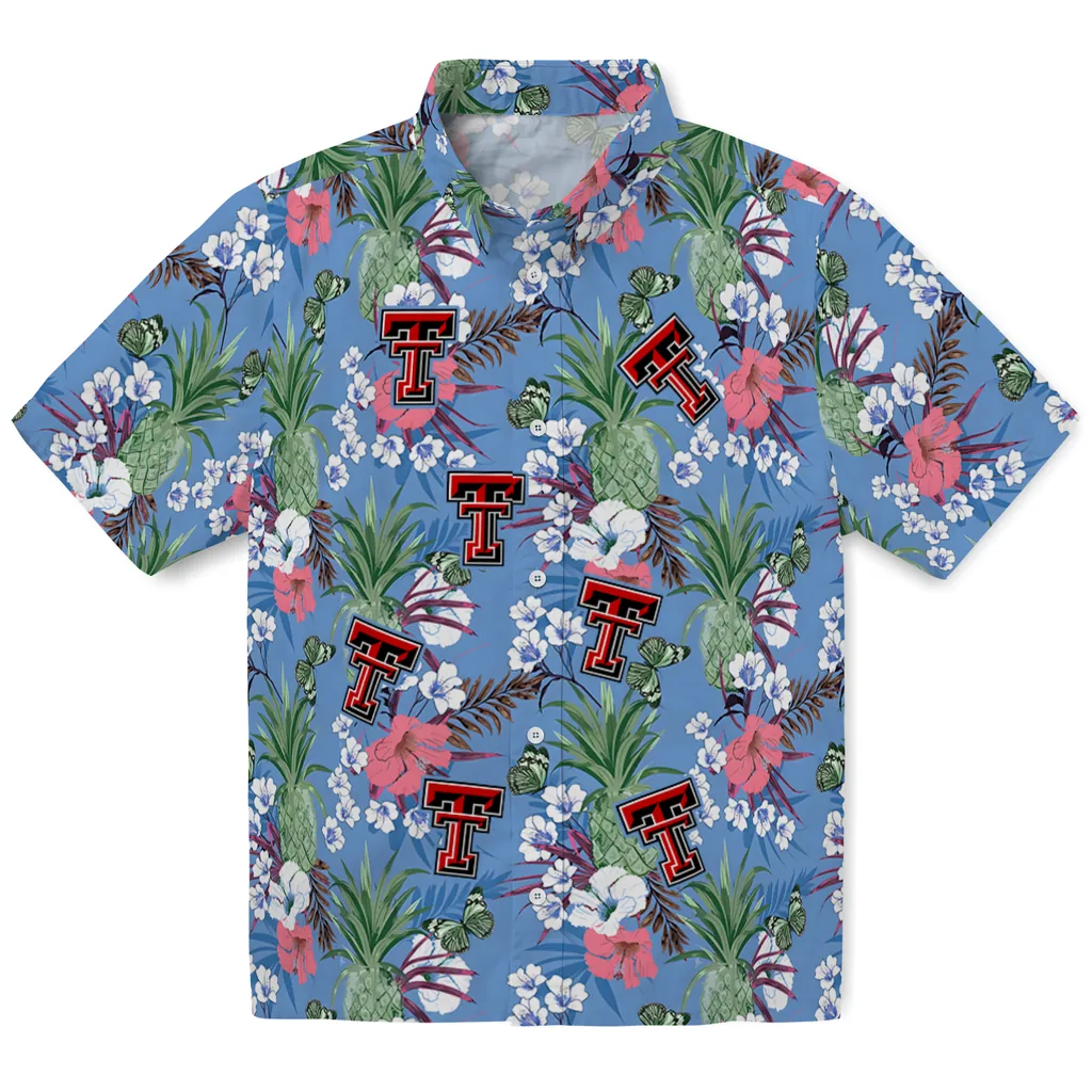 Texas Tech Red Raiders Hawaiian Shirt - Pineapple Bouquet texas tech red raiders pineapple bouquet best sky blue hawaiian shirts best selling