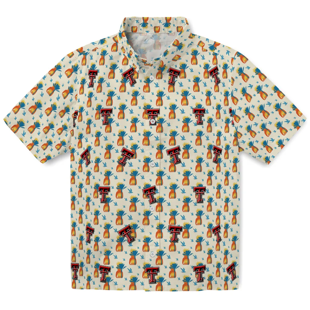 Texas Tech Red Raiders Hawaiian Shirt - Pineapple Delight texas tech red raiders pineapple delight beige hawaiian shirts best selling