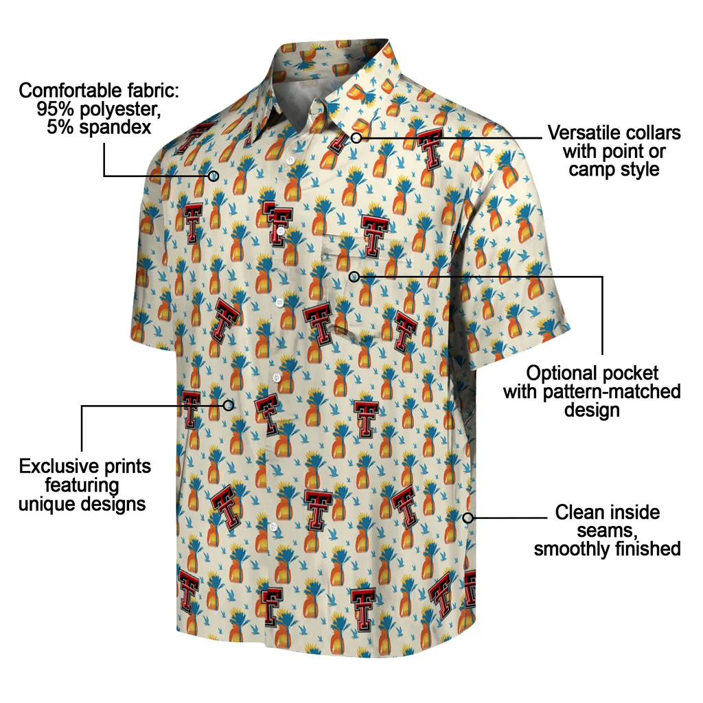 Texas Tech Red Raiders Hawaiian Shirt - Pineapple Delight texas tech red raiders pineapple delight beige hawaiian shirts new arrival