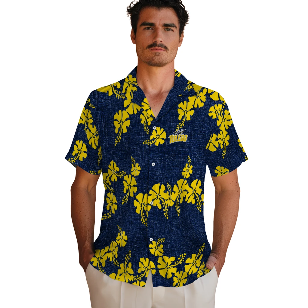 Toledo Rockets Hawaiian Shirt - 50th State Flower toledo rockets hibiscus petals blue hawaiian shirts fashion forward