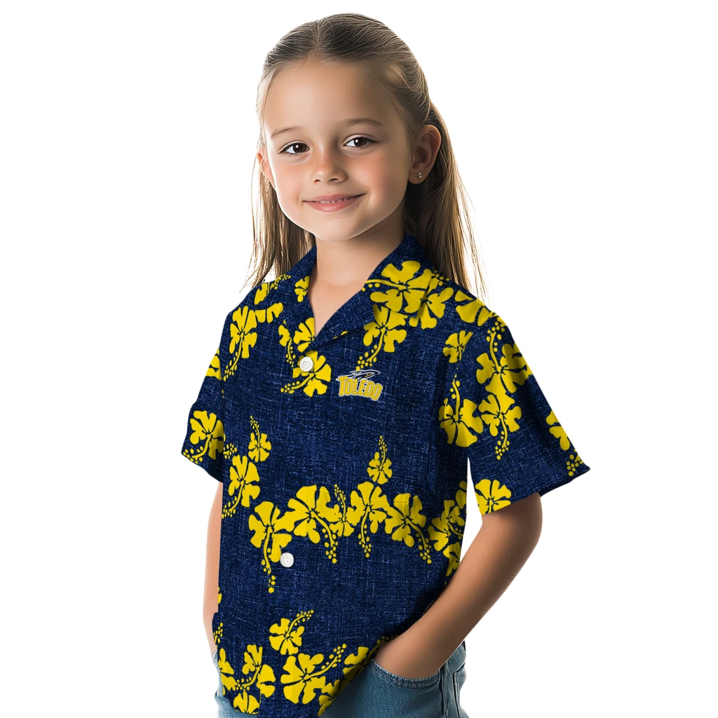 Toledo Rockets Hawaiian Shirt - 50th State Flower toledo rockets hibiscus petals blue hawaiian shirts premium grade