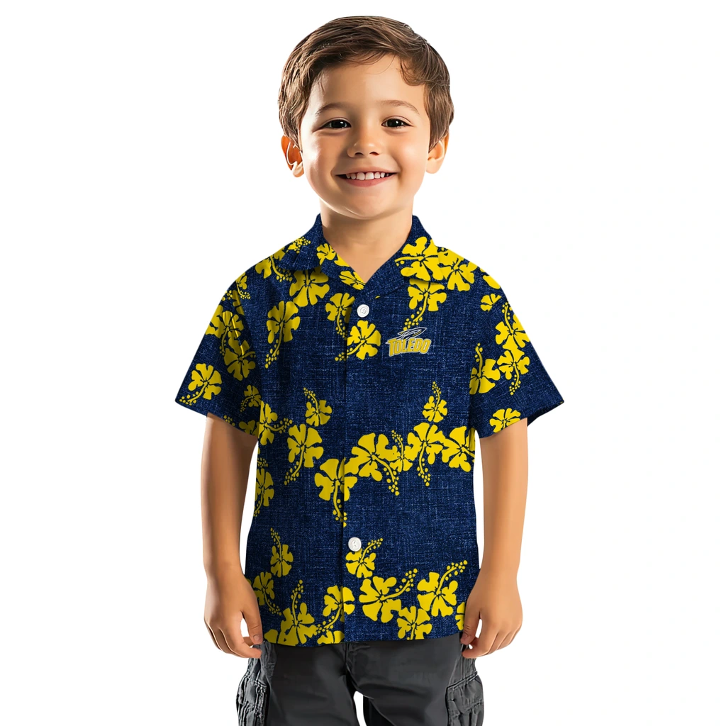 Toledo Rockets Hawaiian Shirt - 50th State Flower toledo rockets hibiscus petals blue hawaiian shirts top rated