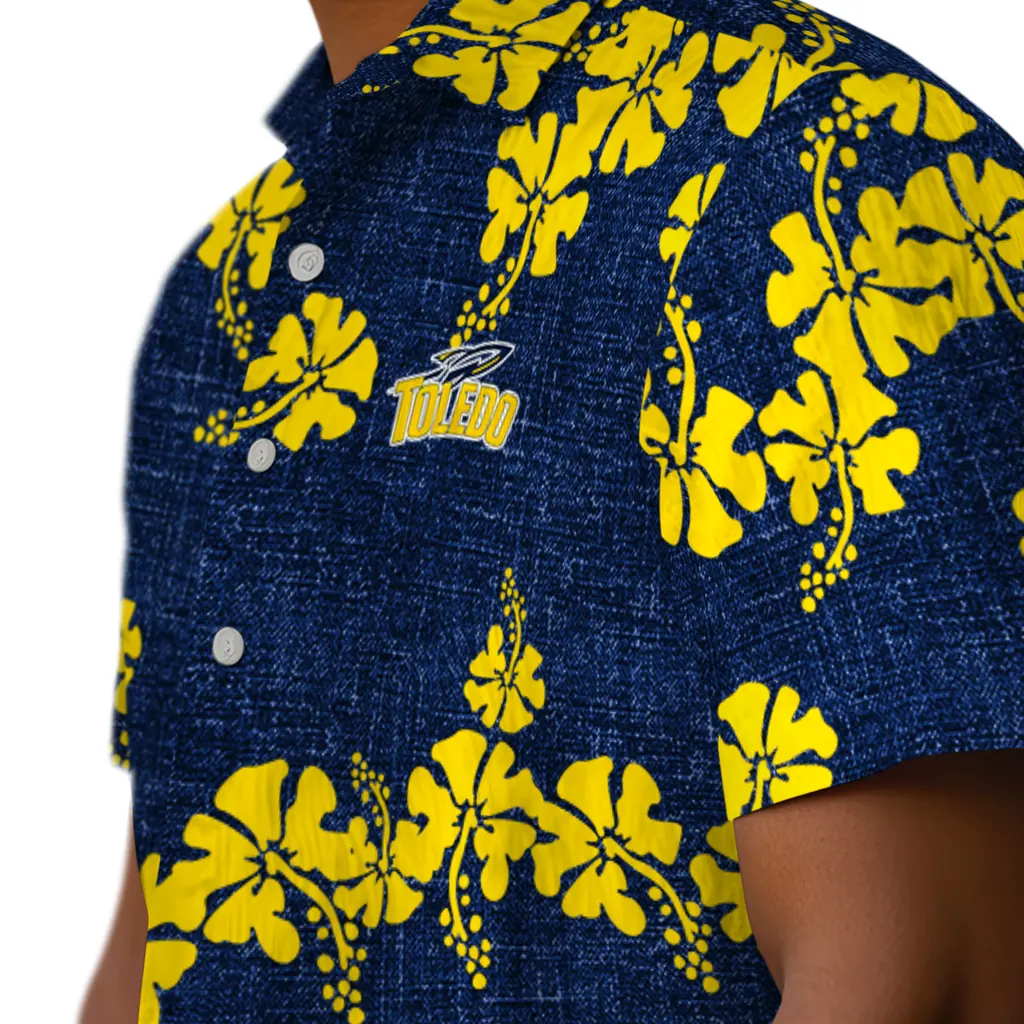 Toledo Rockets Hawaiian Shirt - 50th State Flower toledo rockets hibiscus petals blue hawaiian shirts trendy