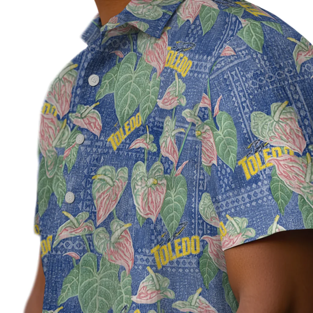 Toledo Rockets Hawaiian Shirt - Anthurium Overlay toledo rockets anthurium overlay blue hawaiian shirts trendy