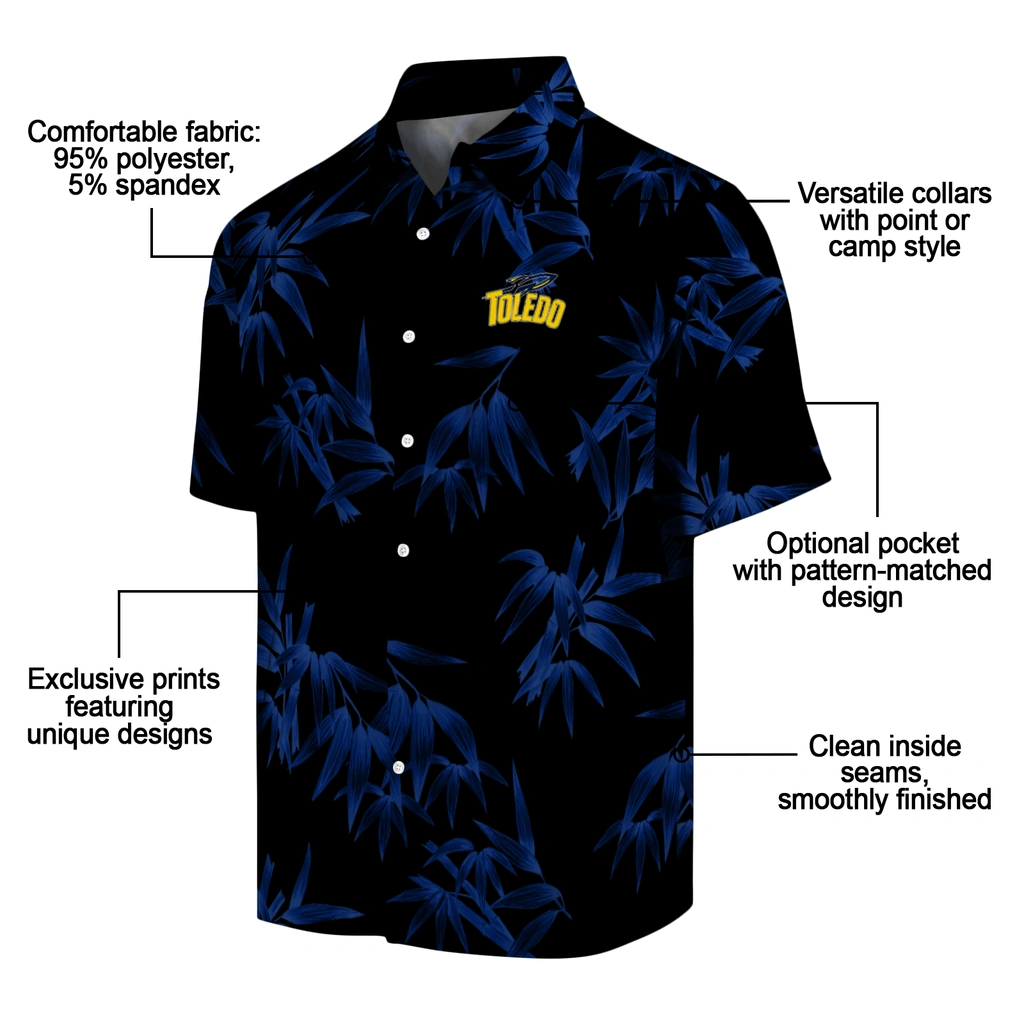 Toledo Rockets Hawaiian Shirt - Bamboo Branches toledo rockets bamboo branches blue black hawaiian shirts new arrival