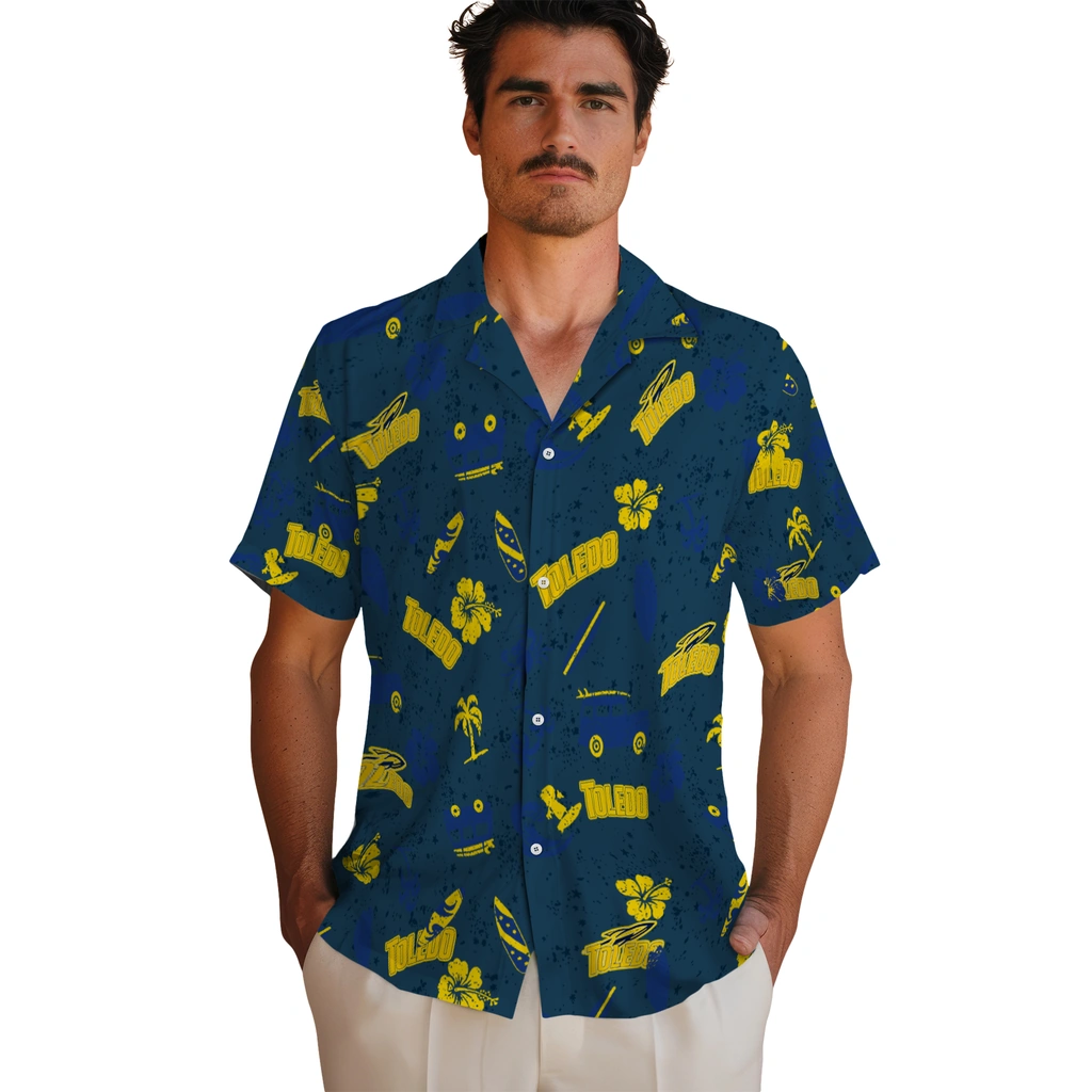 Toledo Rockets Hawaiian Shirt - Beach Vibe toledo rockets beach vibe navy hawaiian shirts fashion forward