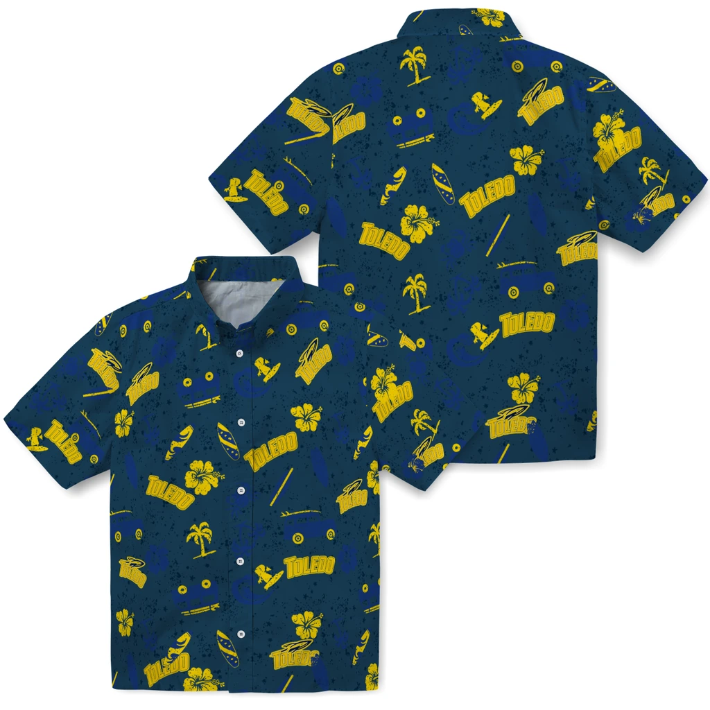 Toledo Rockets Hawaiian Shirt - Beach Vibe toledo rockets beach vibe navy hawaiian shirts high quality