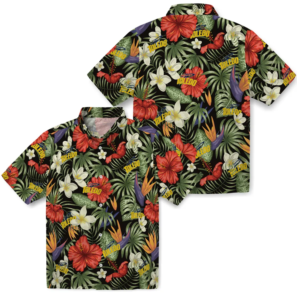 Toledo Rockets Hawaiian Shirt - Hawaii Floral Hibiscus toledo rockets hibiscus bird hawaiian shirts high quality