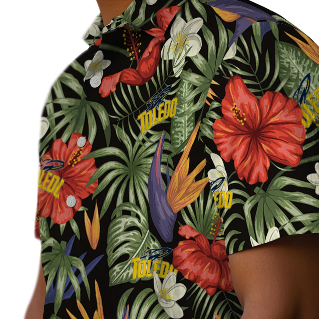 Toledo Rockets Hawaiian Shirt - Hawaii Floral Hibiscus toledo rockets hibiscus bird hawaiian shirts trendy