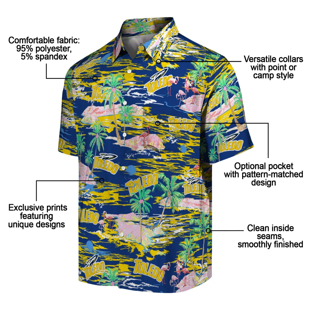 Toledo Rockets Hawaiian Shirt - Hawaii Island toledo rockets flamingo retreat blue hawaiian shirts new arrival