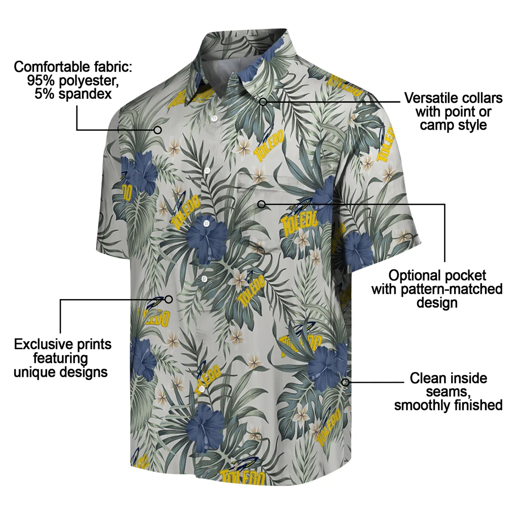 Toledo Rockets Hawaiian Shirt - Hibiscus Designs toledo rockets hibiscus designs beige hawaiian shirts new arrival