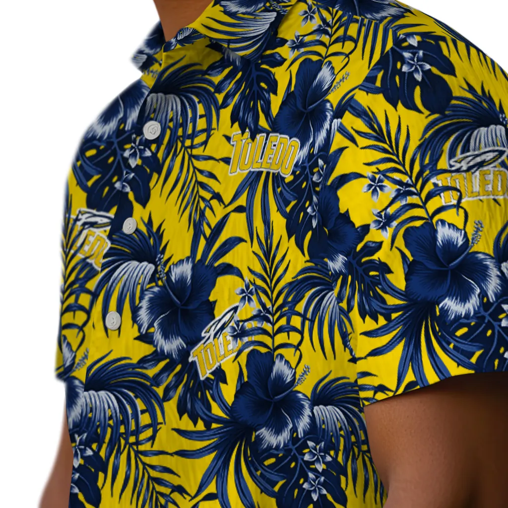 Toledo Rockets Hawaiian Shirt - Hibiscus Exotic toledo rockets hibiscus exotic blue hawaiian shirts trendy