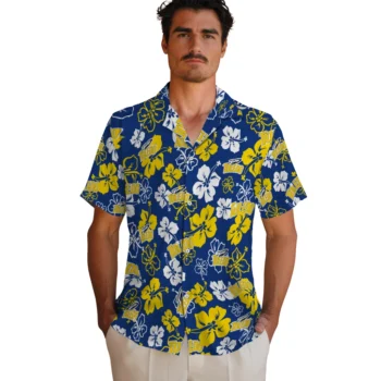 toledo rockets hibiscus bloom blue hawaiian shirts fashion forward