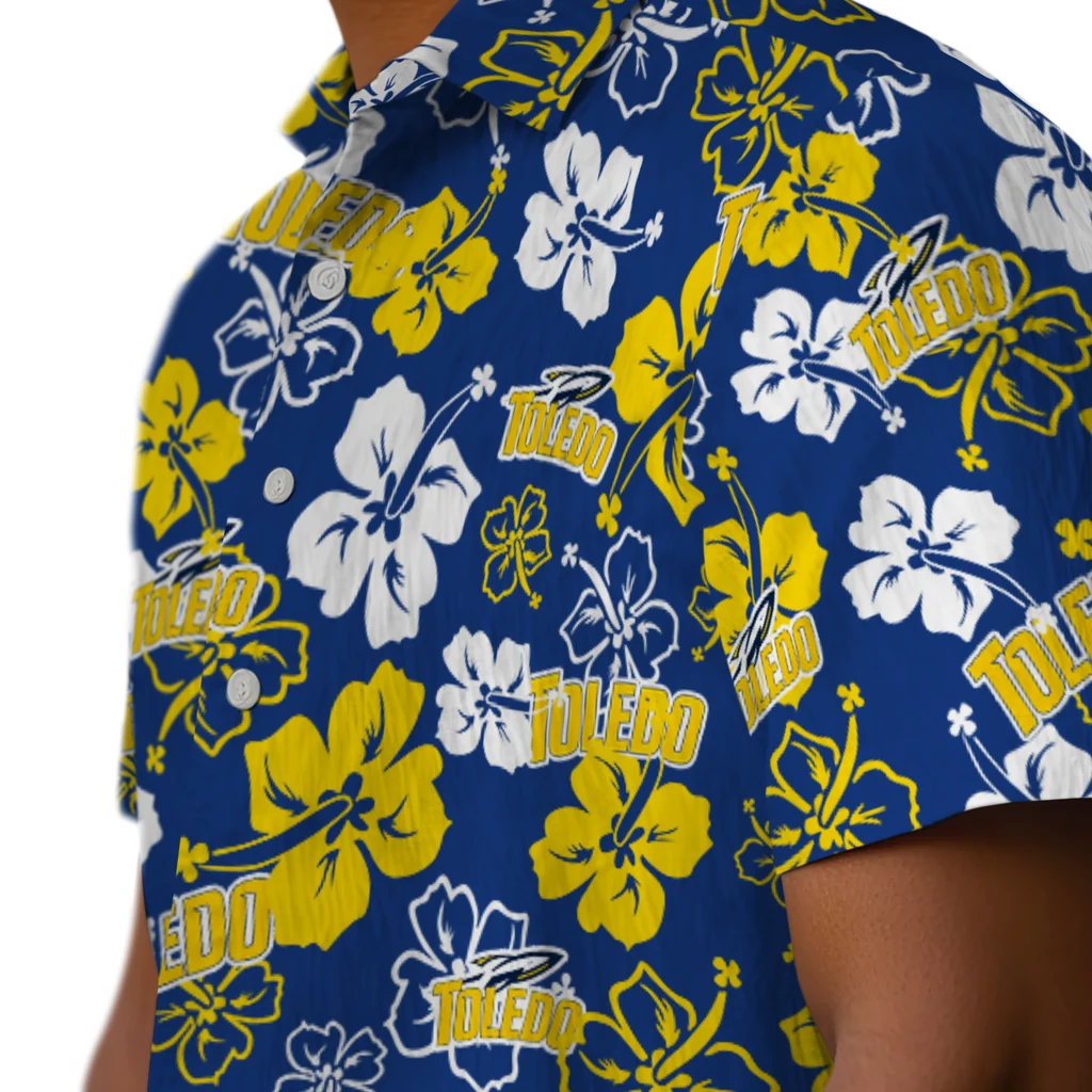 Toledo Rockets Hawaiian Shirt - Hibiscus Flower Design toledo rockets hibiscus bloom blue hawaiian shirts trendy
